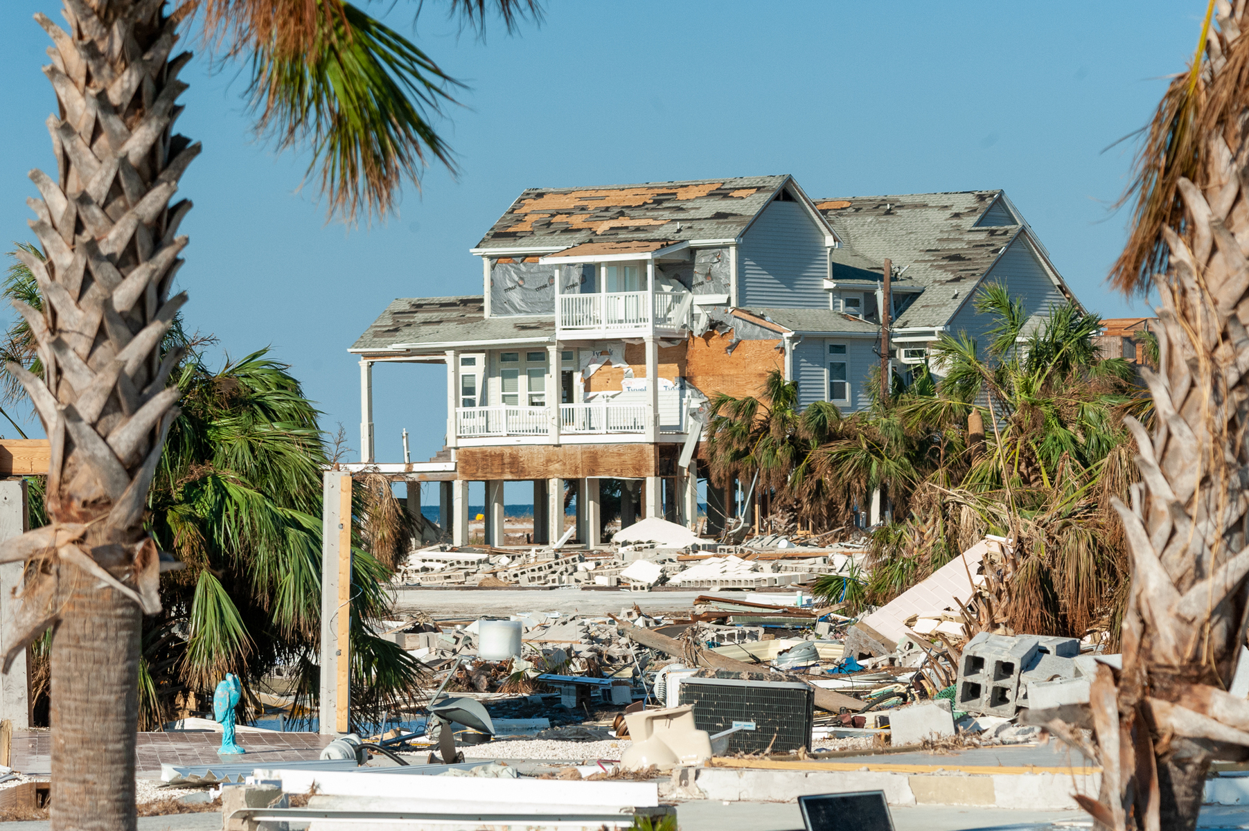 October 18, 2018 - Mexico Beach, FL - An elevated house that   came through Hurricane Michael almost unscathed. The strongest storm on record to ever make landfall in Northwest Florida, and the fourth most powerful to ever hit the continental United States.