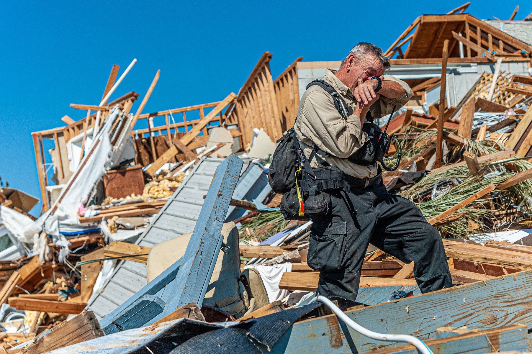October 18, 2018 - Mexico Beach, FL - Rescue personnel perform a search in the aftermath of Hurricane Michael in Mexico Beach, Florida, on October 10, 2018.. The strongest storm on record to ever make landfall in Northwest Florida, and the fourth most powerful to ever hit the continental United States.