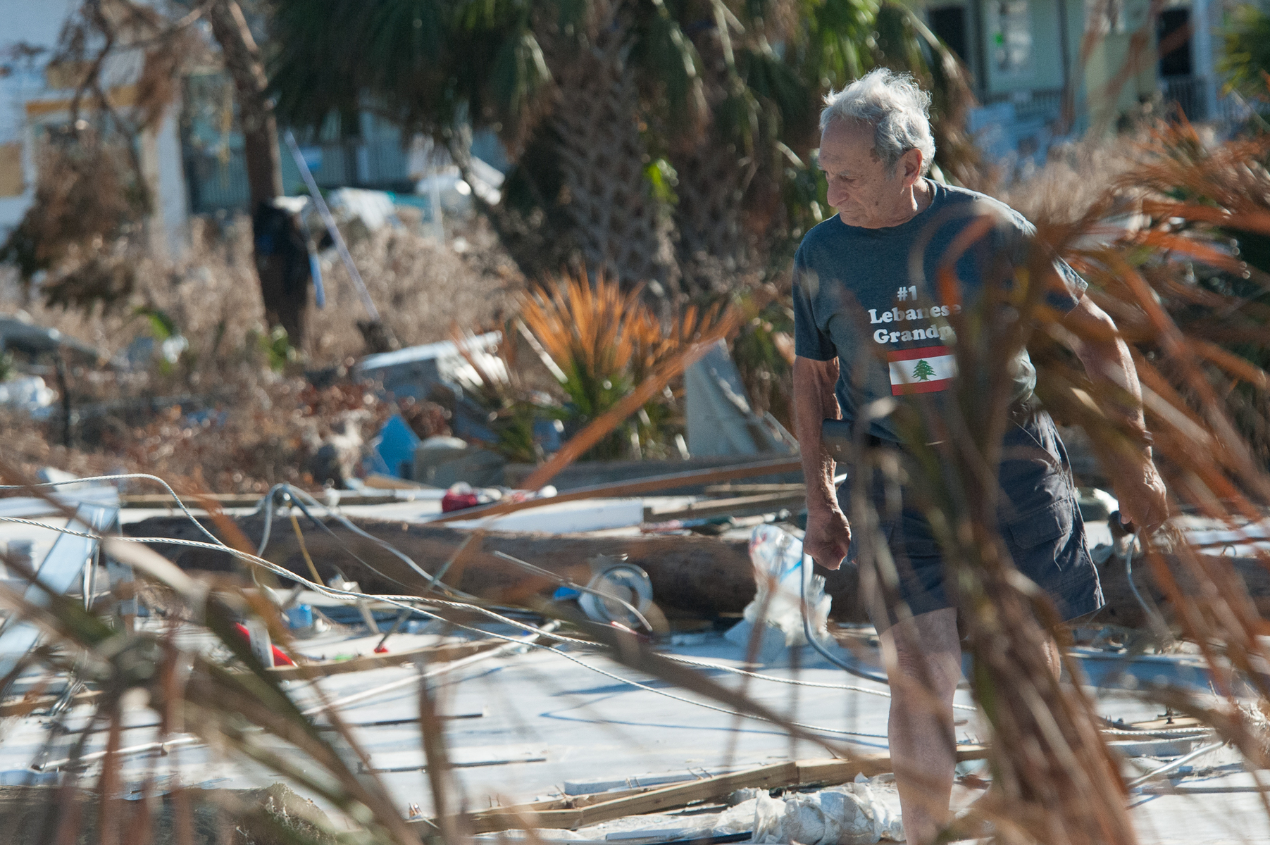 October 18, 2018 - Mexico Beach, FL - George Mamary of Atlanta, GA survey's what is left of his vacation home in Mexico Beach, Florida after Hurricane Michael as passed through the area on October 10, 2018. Florida.  The hurricane hit the Florida Panhandle as a category 5 storm causing massive damage and claimed the lives of more then a dozen people.